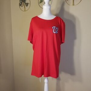 NWT! Womens Majestic MLB Red Washington Nationals Tee XXL